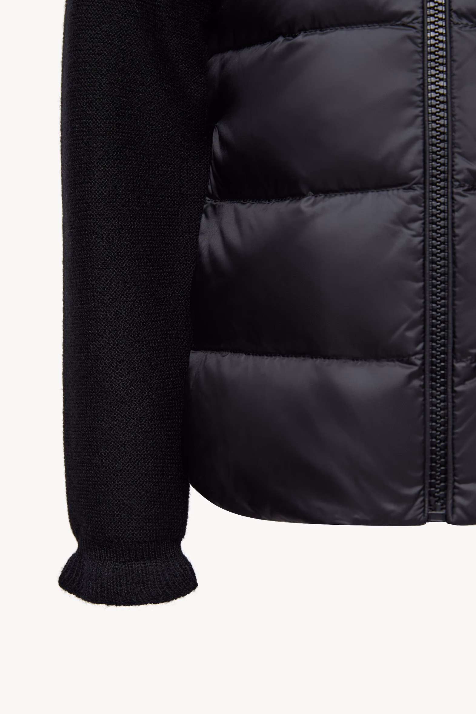 Padded Wool Zip-Up Cardigan Girl Black Moncler 4